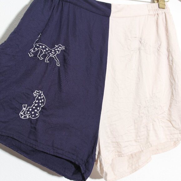 SANI Colorblock Bandeau & High Rise Short Set Embroidered Navy Cream Size Small - Picture 8 of 16